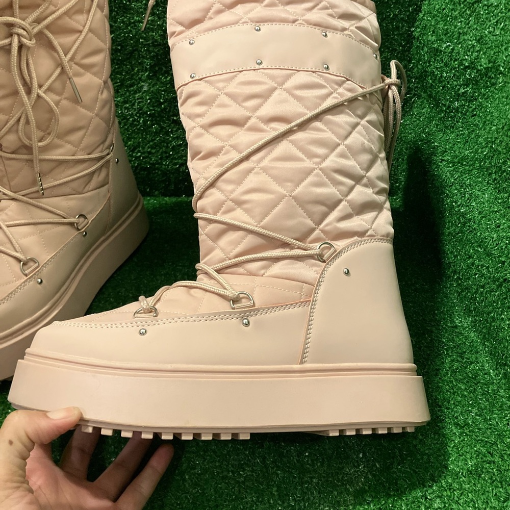 Quilted Pink Women's Boots platform